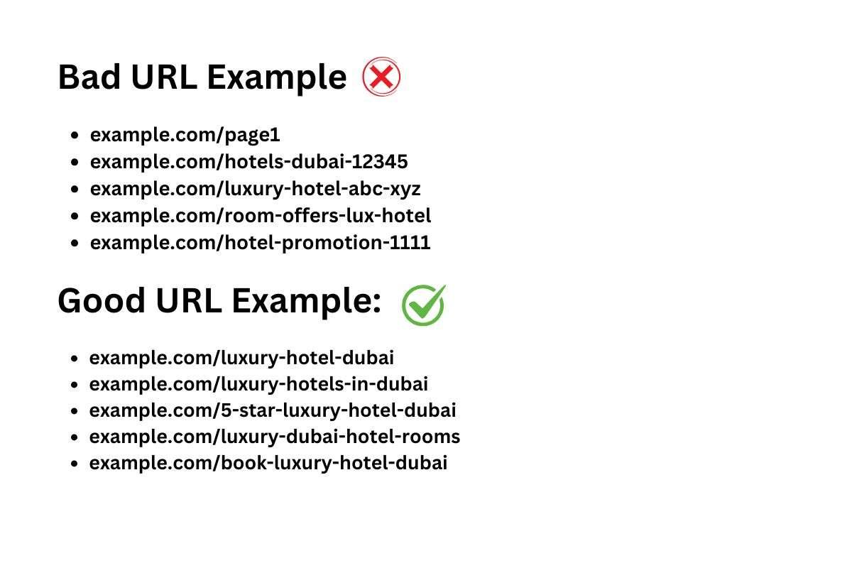 Good url and bad url example | SEO Strategies for Hotels